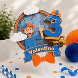 Blippi Cake Topper with Shaker & Lights | Personalized 3D Birthday Decoration